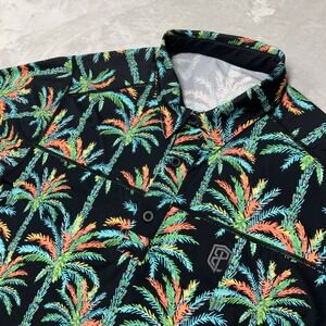 Born Primitive‎ Polo Shirt Palm Tree Print Performance Athletic Mens Size M